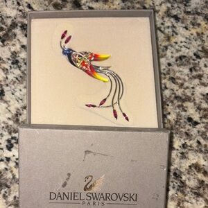 Swarovski Colorful Bird Brooch with Red and Yellow Accents